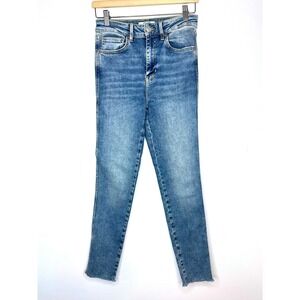 We The Free High Rise Raw Hem Skinny Jeans Size 28‎ Light Wash Denim